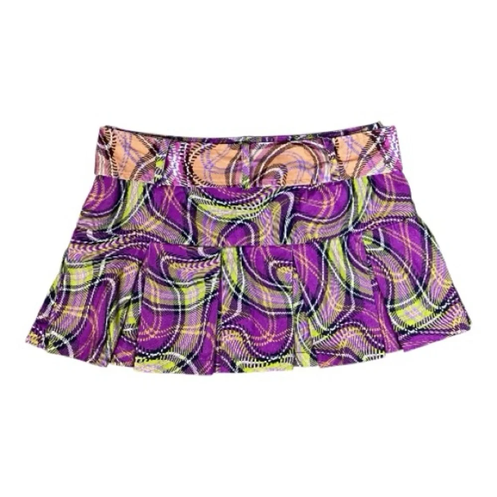 The Ragged Priest Multicolored Wavy Plaid Low Rise Mini Skirt w/ Matching Belt - Picture 3 of 9